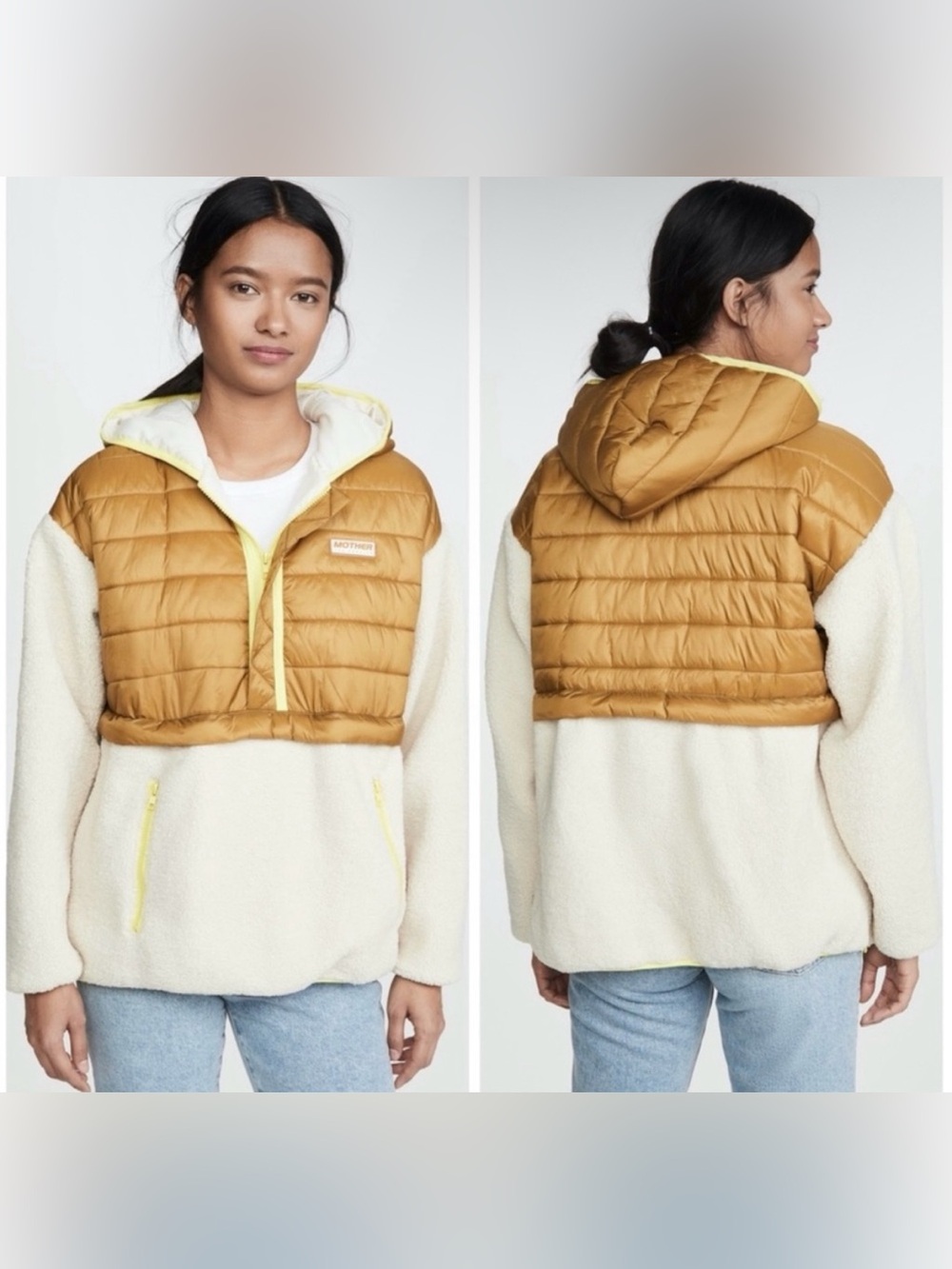MOTHER The Sher Puff Zip Pullover Beyond the Summit Size XS Puffer Quarter Zip